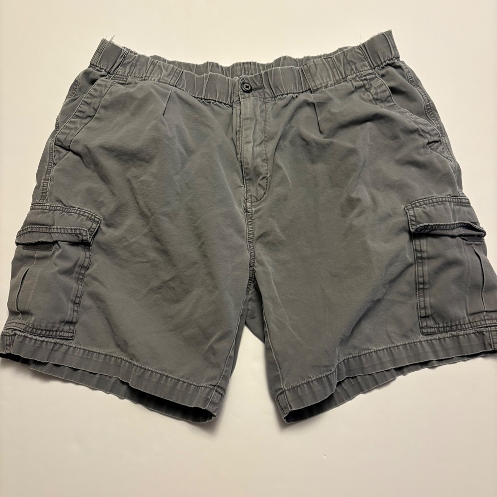 Tommy Bahama Cargo Shorts Mens XL Gray Elastic Waist Relaxed Fit Cotton Blend